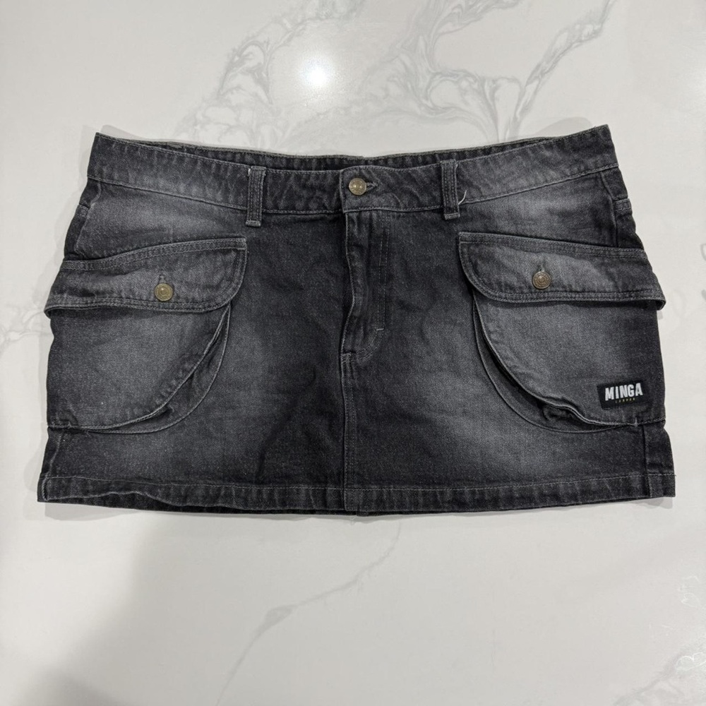 Minga Black Denim Mini Skirt